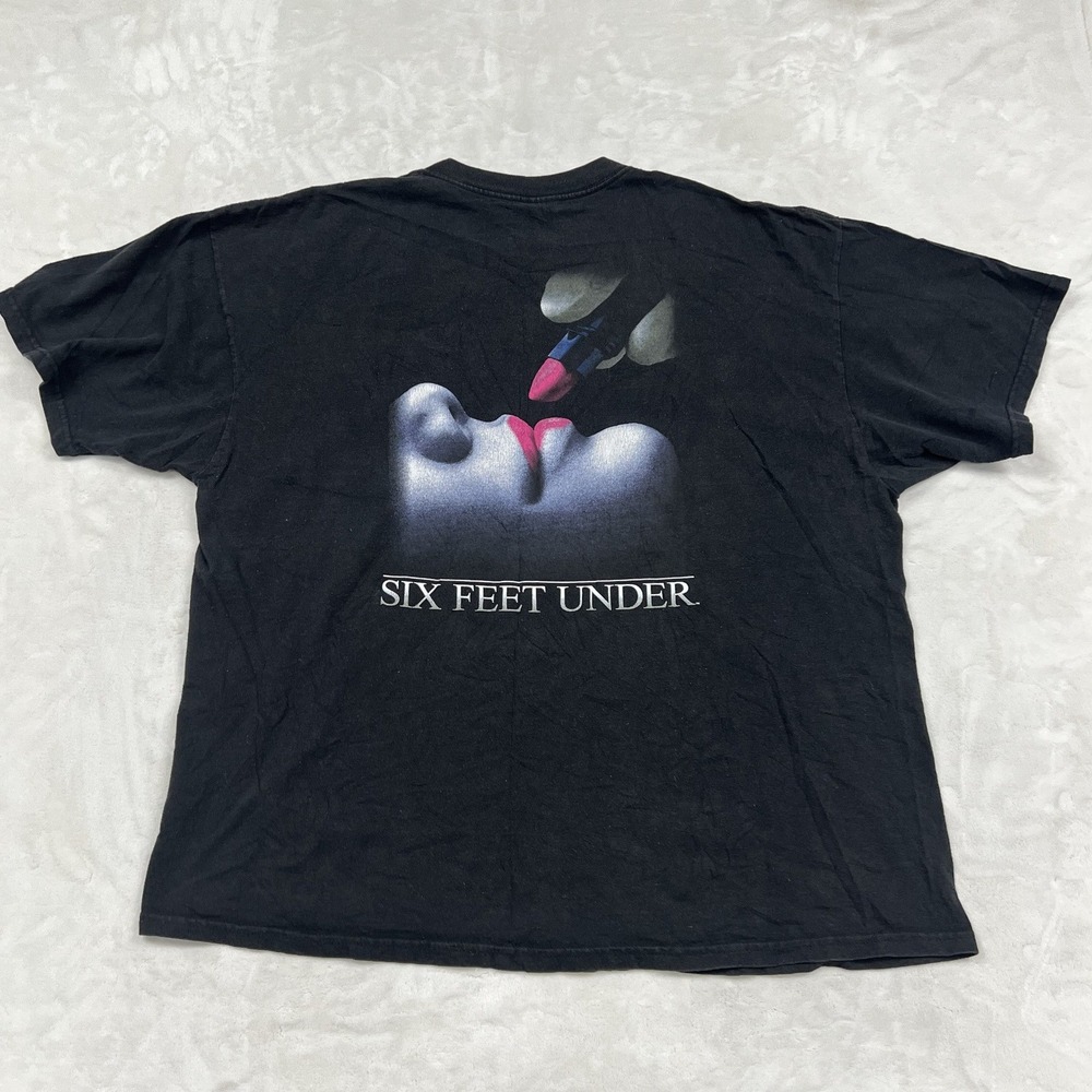 HBO Six feet under Graphic Logo T-Shirt Mens 2XL Black Short Sleeve Promo Tee